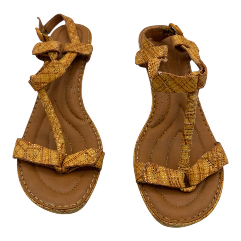 Born Crown Women's Orange Woven Wedge Sandals Size 8
